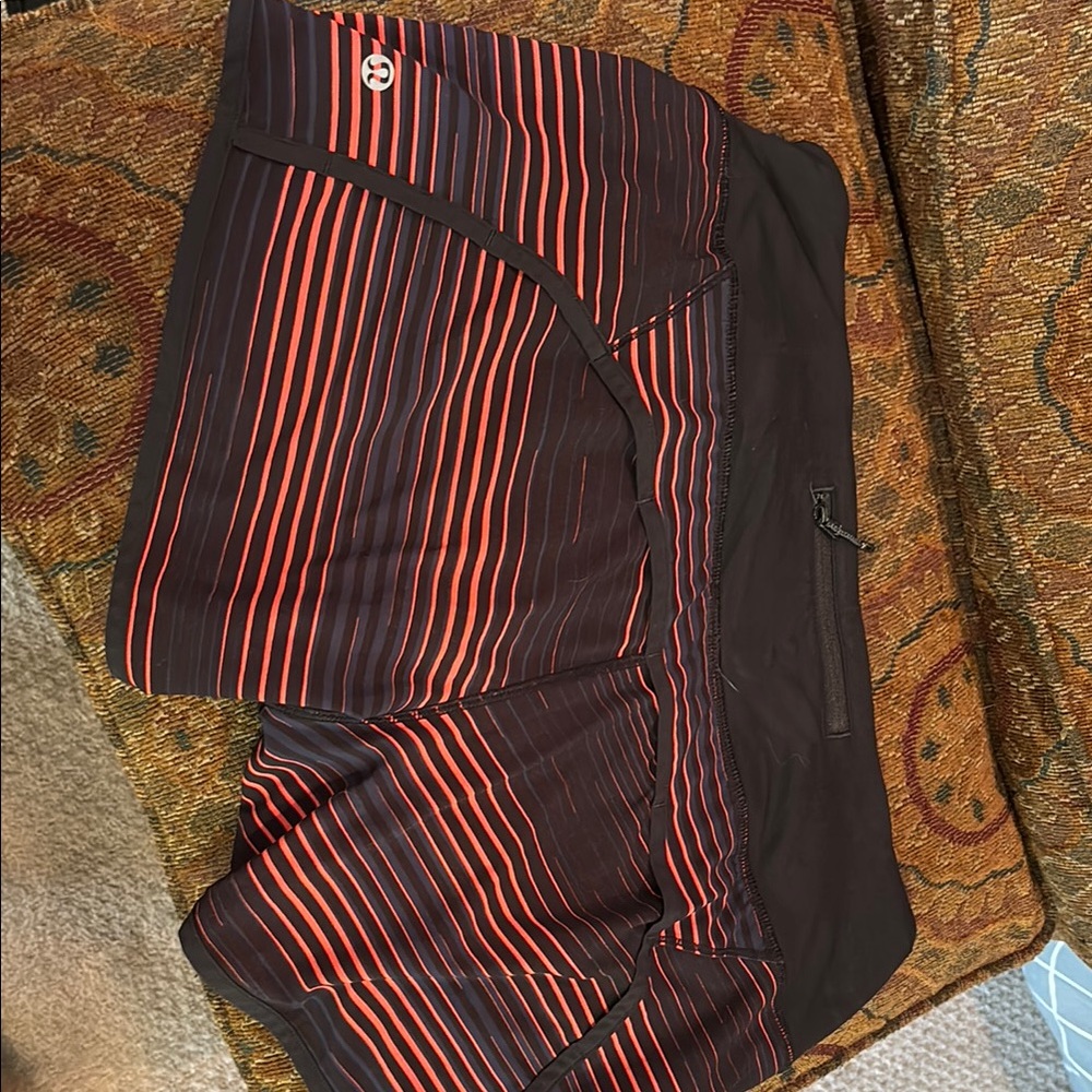 Men's Black and Red Striped Shorts
